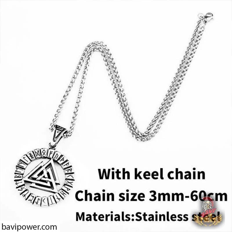 Stainless Steel Runic Valknut Pendant Necklace