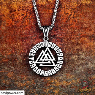 Stainless Steel Runic Valknut Pendant Necklace