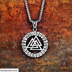 Stainless Steel Runic Valknut Pendant Necklace