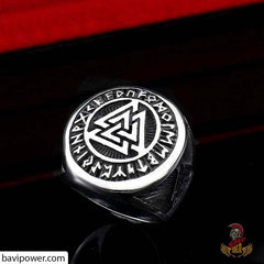 Stainless Steel Runic Valknut Ring