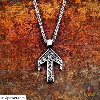 Stainless Steel Tiwaz Rune Pendant Necklace