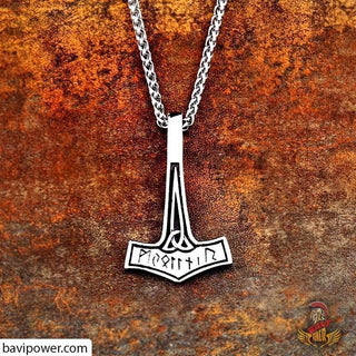 Stainless Steel Triquetra Mjolnir Pendant Necklace