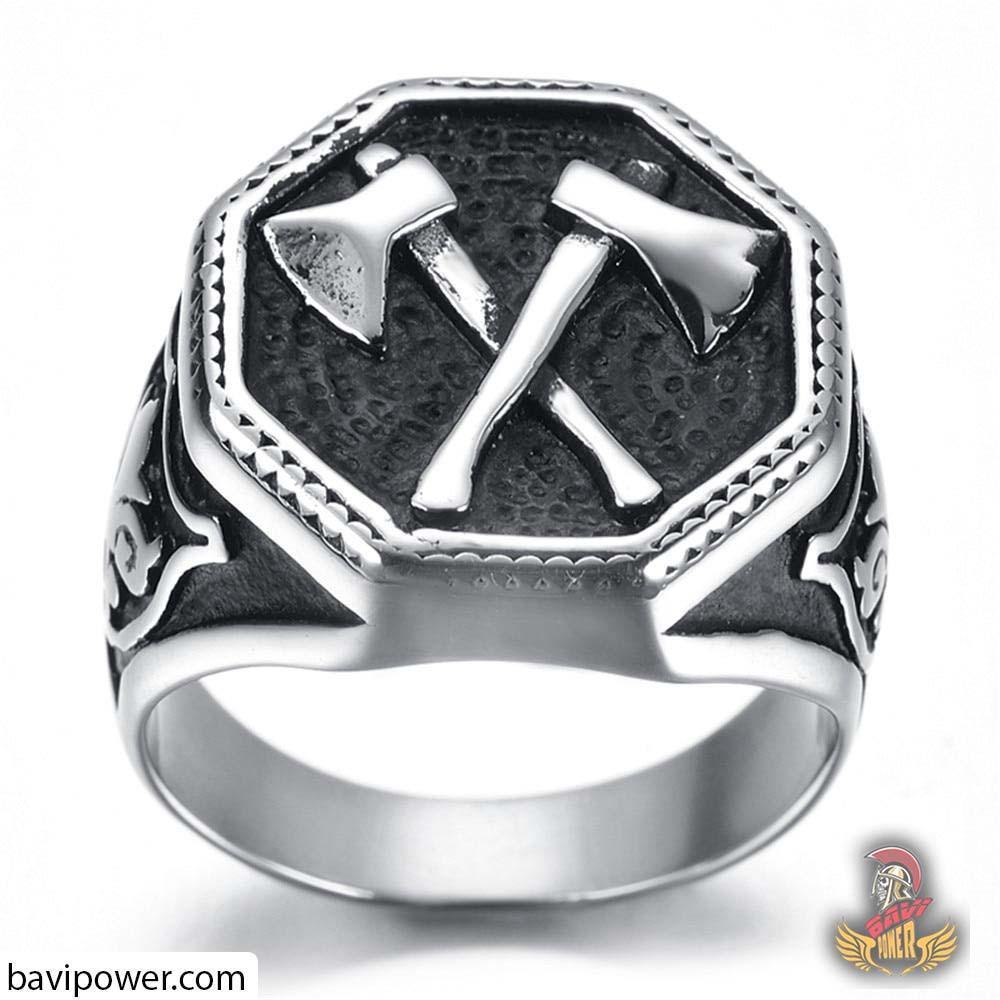 Stainless Steel Viking Battle Axe Ring