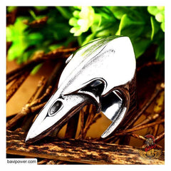Stainless Steel Viking Raven Head Ring