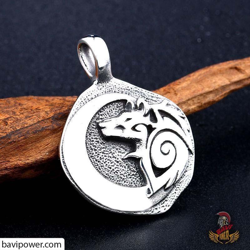Stainless Steel Wolf Amulet Pendant Necklace
