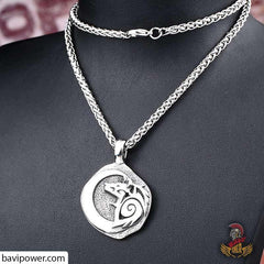 Stainless Steel Wolf Amulet Pendant Necklace