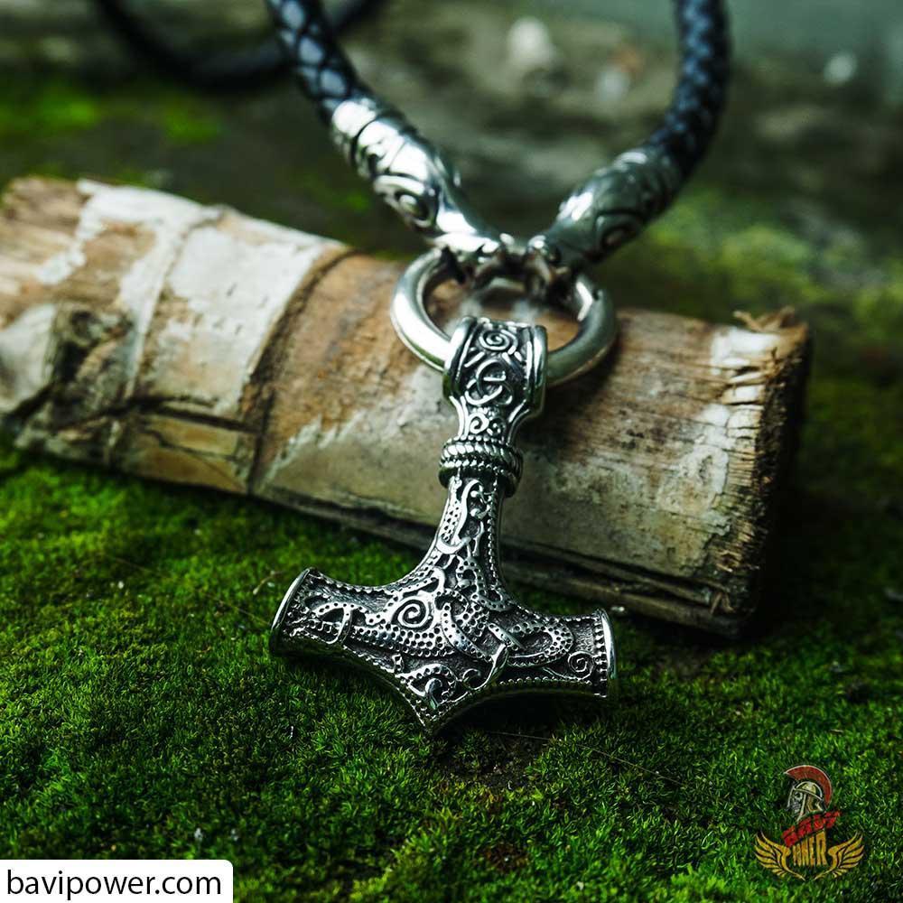 Thor's Hammer Pendant Leather Necklace