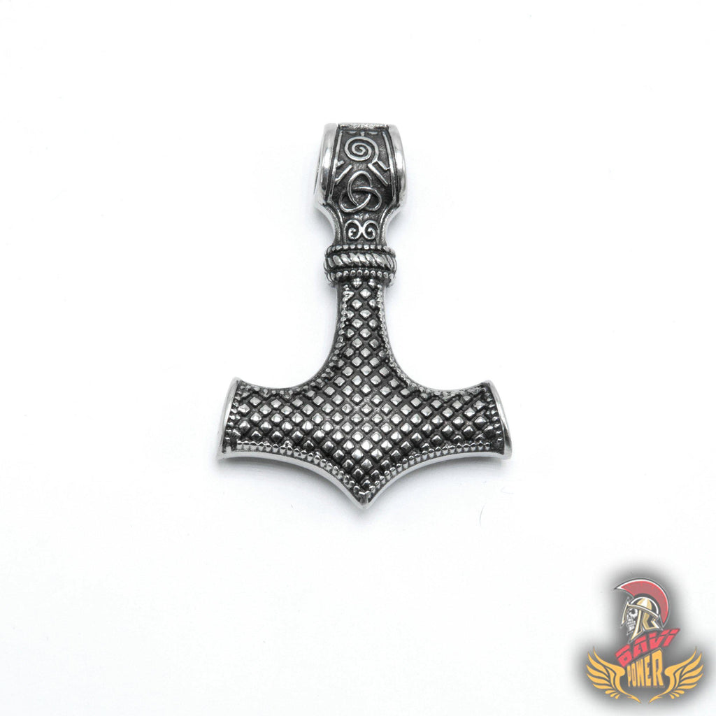 Thor's Hammer Pendant with Big Wolf Chain Necklace