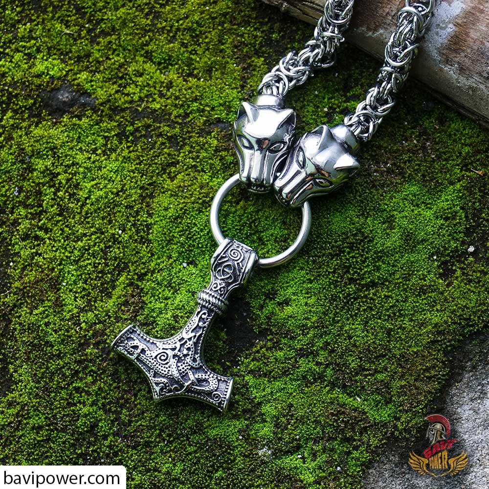 Thor's Hammer Pendant with Handmade King Chain Necklace