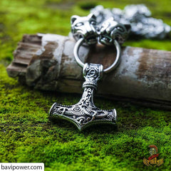 Thor's Hammer Pendant with Handmade King Chain Necklace
