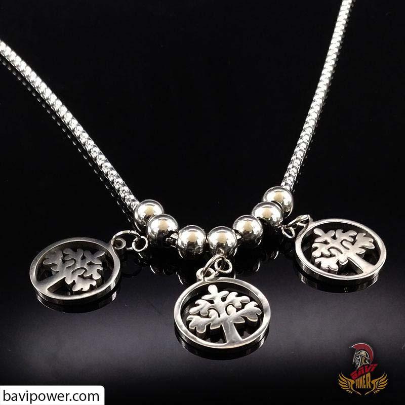 Triple Tree of Life Pendant Long Necklace for Women