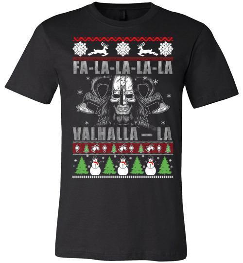 bavipower-viking-jewelry-VALHALLA-LA Christmas Shirt-shirt-BaViPower-Canvas Unisex T-Shirt-Black-S-BaViPower