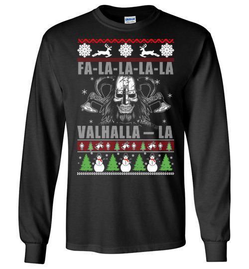 bavipower-viking-jewelry-VALHALLA-LA Christmas Shirt-shirt-BaViPower-Long Sleeve Tee-Black-S-BaViPower