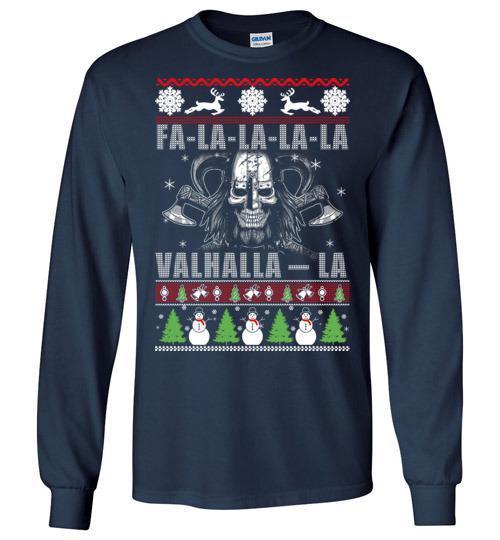 bavipower-viking-jewelry-VALHALLA-LA Christmas Shirt-shirt-BaViPower-Long Sleeve Tee-Navy-S-BaViPower