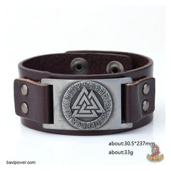 Valknut Genuine Leather Bangle Bracelet