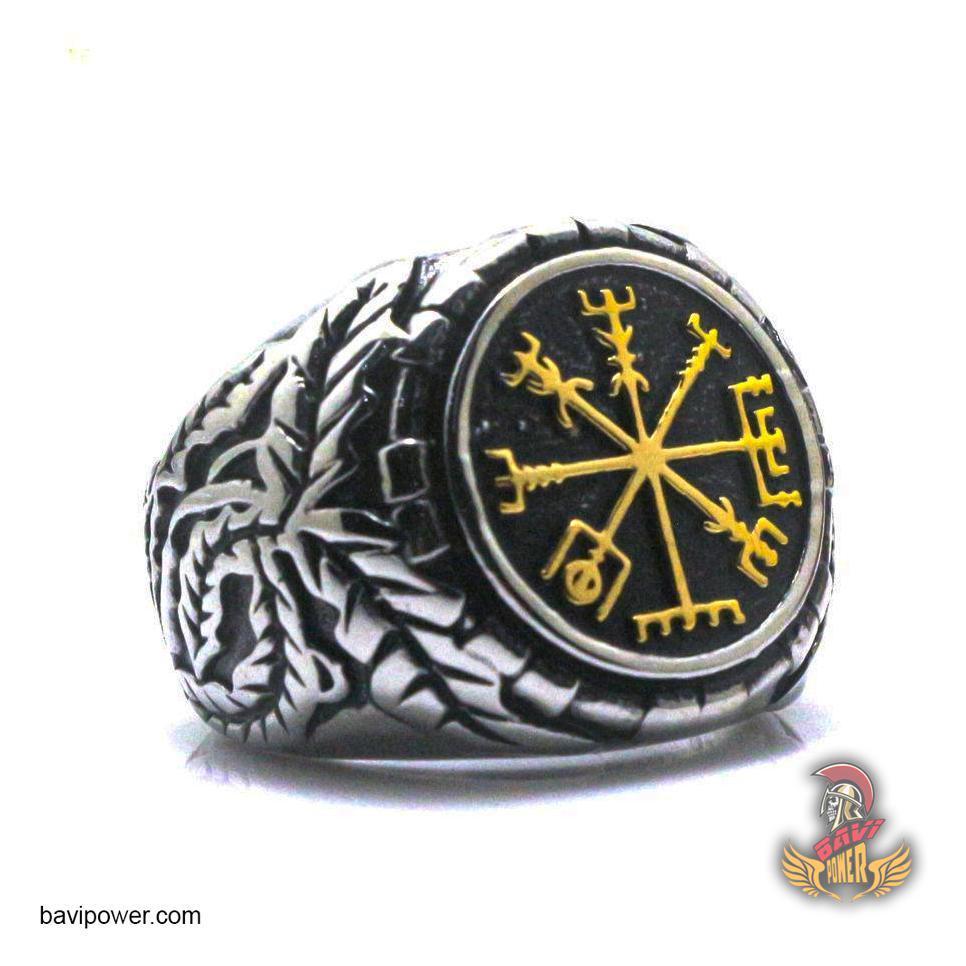 Vegvisir Viking Runic Compass Ring