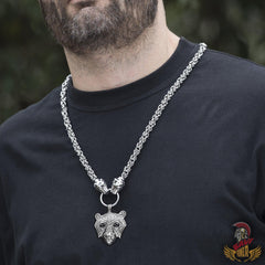 bavipower-viking-jewelry-Viking Bear Head Pendant Necklace-BaViPower-Big Wolf Chain-70 cm-BaViPower