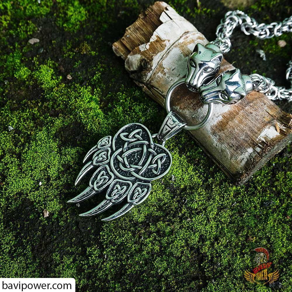 Viking Bear Paw Pendant Necklace