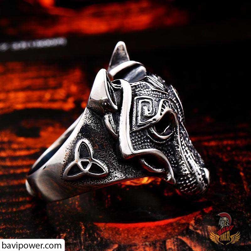 Viking Fenrir Wolf Head Ring