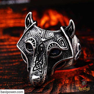 Viking Fenrir Wolf Head Ring