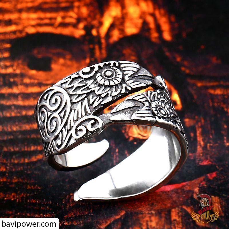 Viking Raven Ring Adjustable Size – BaviPower - Main Image