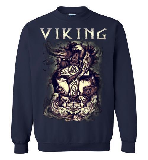 bavipower-viking-jewelry-Viking T-shirt BVP001-BaViPower-Gildan Crewneck Sweatshirt-Navy-S-BaViPower