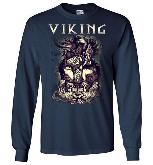 bavipower-viking-jewelry-Viking T-shirt BVP001-BaViPower-Gildan Long Sleeve T-Shirt-Navy-S-BaViPower