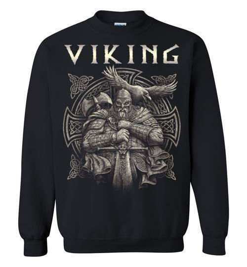 bavipower-viking-jewelry-Viking T-shirt BVP002-BaViPower-Gildan Crewneck Sweatshirt-Black-S-BaViPower