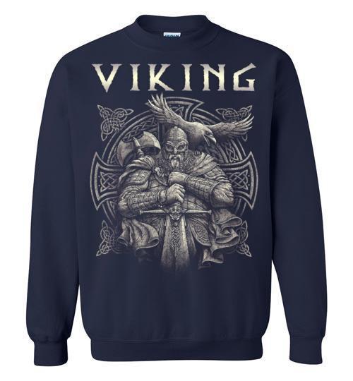 bavipower-viking-jewelry-Viking T-shirt BVP002-BaViPower-Gildan Crewneck Sweatshirt-Navy-S-BaViPower