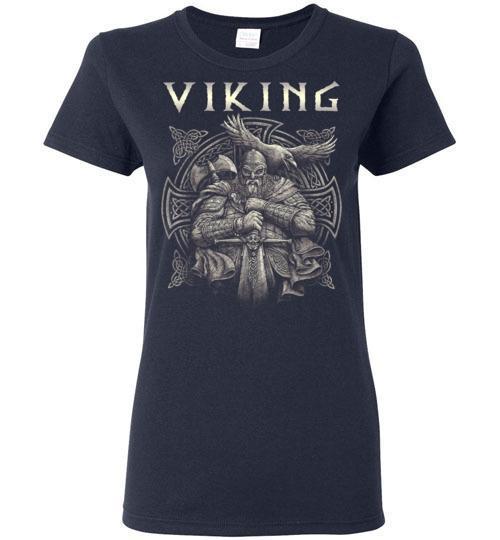 bavipower-viking-jewelry-Viking T-shirt BVP002-BaViPower-Gildan Ladies Short-Sleeve-Navy-S-BaViPower