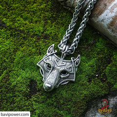 Viking Wolf Head Amulet Pendant Necklace