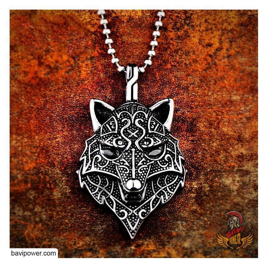Viking Wolf Head Pendant Necklace – BaviPower - Main Image