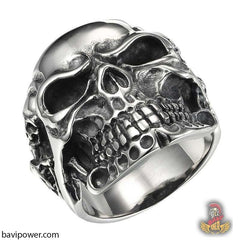 Vintage Punk Stainless Steel Viking Skull Skeleton Men Ring