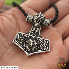 Wolf Thor’s Hammer Mjolnir Odins Norse Pendant