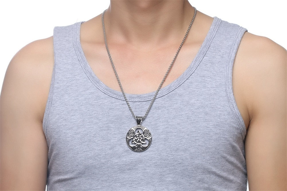 Stainless Steel Celtic Triquetra Pendant Necklace with Box Chain