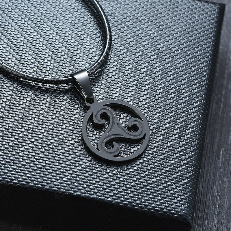 Stainless Steel Celtic Triskele Trinity Knot Pendant Necklace