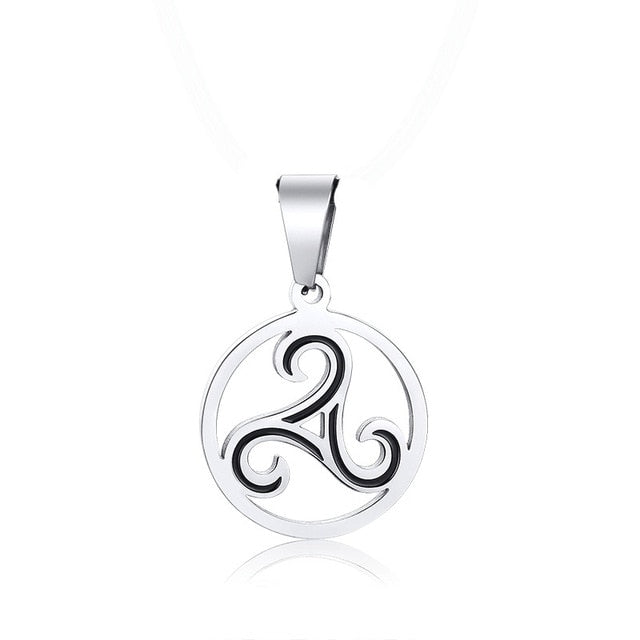 Stainless Steel Celtic Triskele Trinity Knot Pendant Necklace