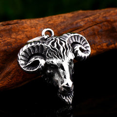 316L Stainless Steel Scandinavian Viking Sheep Head Amulet Pendant Necklace
