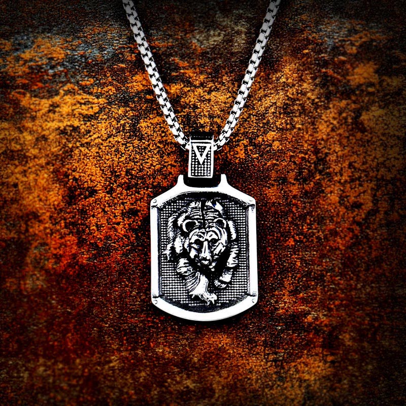 Stainless Steel Viking Berserker Bear Amulet Pendant Necklace