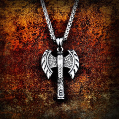 316L Stainless Steel Viking Double Ax Pendant Necklace