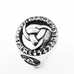 Stainless Steel Odin Triple Horn Rune Cricle Ring