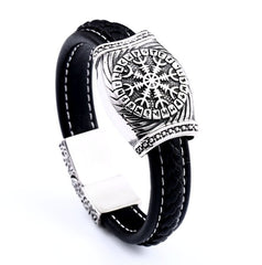 316L Stainless Steel Helm of Awe Viking Aegishjalmur Rune Bracelet
